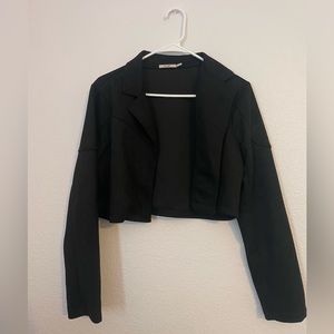 Francesca’s Cropped Black Suede Blazer Jacket